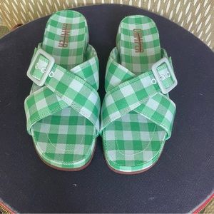 Camper gingham green slide sandals with buckle size 39